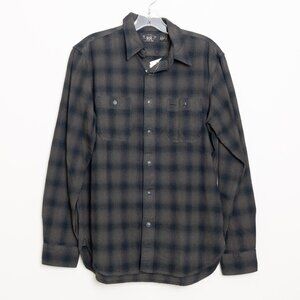 RRL Ralph Lauren Shirt Plaid Black Grey Plaid Western Workwear Button Up Small